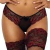 COAXcopenhagen.com Black Crotchless Thong With Red Lace - Summer Crush LINGERIE