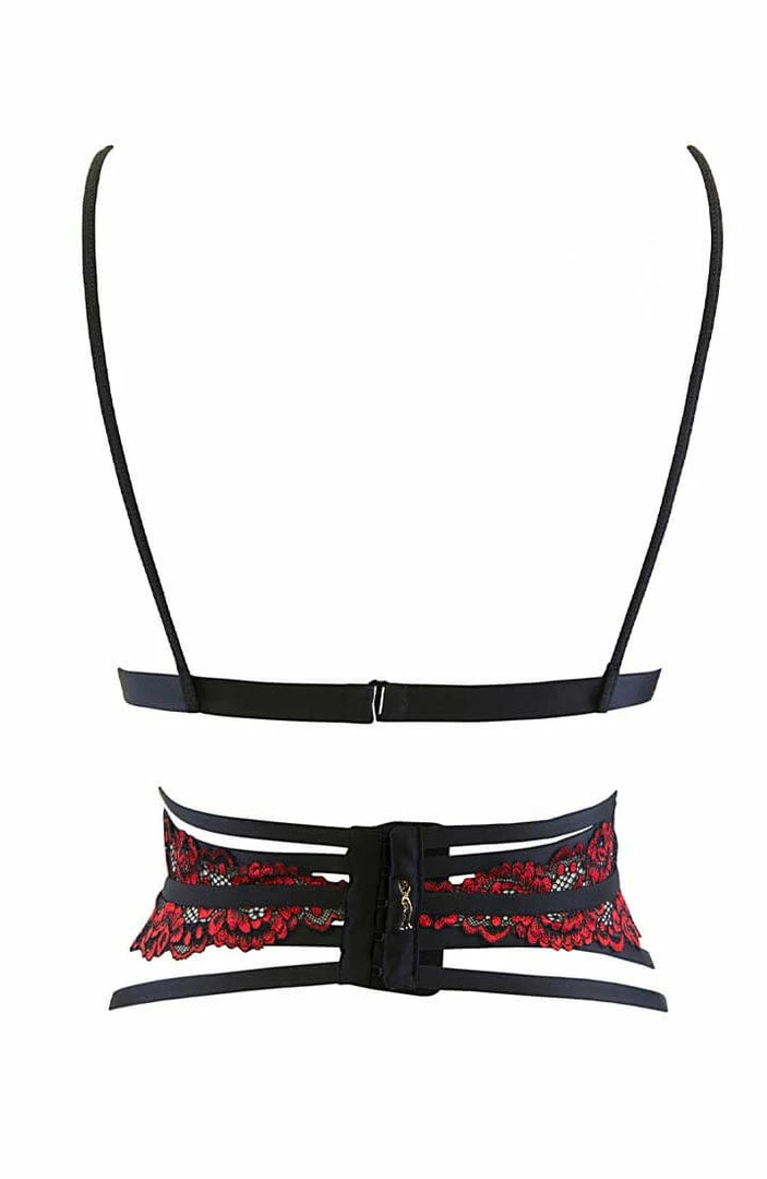 COAXcopenhagen.com Black & Red Lace Bustier - Here With Me LINGERIE