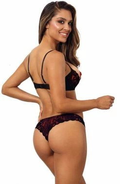 COAXcopenhagen.com Open Cup Bra With Flock Embroidery - Vacay Kisses