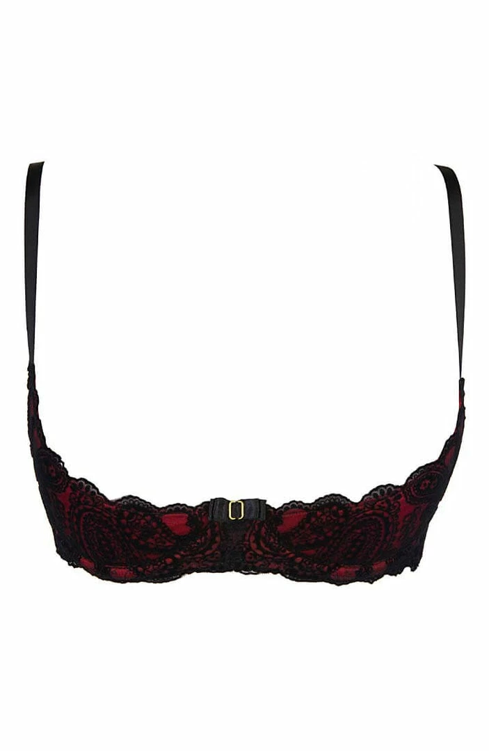 COAXcopenhagen.com Open Cup Bra With Flock Embroidery - Vacay Kisses