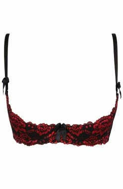 COAXcopenhagen.com Black Open Cup Bra With Red Lace - Summer Crush LINGERIE