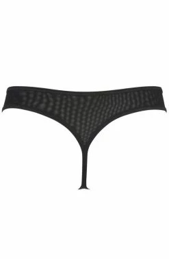 COAXcopenhagen.com LINGERIE Black Thong With Flock Embroidery - Summer Romance