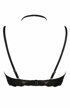 COAXcopenhagen.com LINGERIE Black Bra With Flock Embroidery - Finding Paradise