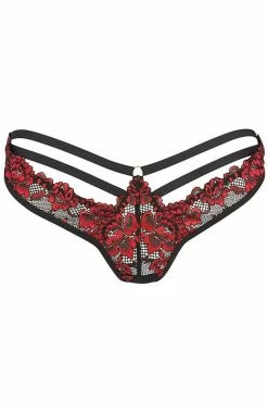 COAXcopenhagen.com Black & Red Lace Thong - Here With Me