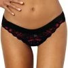 COAXcopenhagen.com Red Thong With Black Flock Embroidery - Vacay Kisses LINGERIE