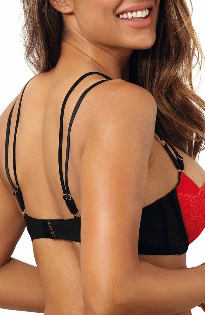 COAXcopenhagen.com Black & Red Shelf Bra With Cage-strap - Love Me LINGERIE