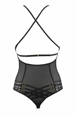 COAXcopenhagen.com Black Bodysuit With Gold Shimmer - Chained To You LINGERIE