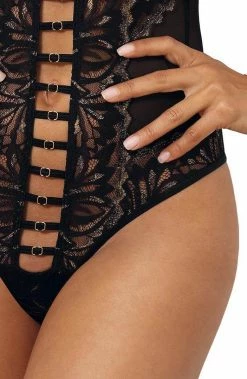 COAXcopenhagen.com Black Bodysuit With Gold Shimmer - Chained To You LINGERIE