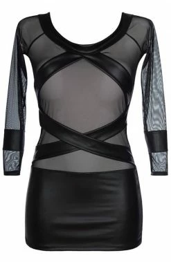 COAXcopenhagen2 Black Wet Look & Mesh Dress - FERVID LINGERIE