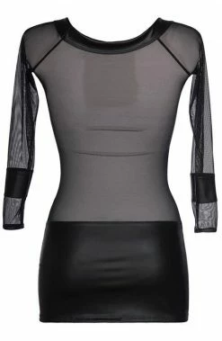 COAXcopenhagen2 Black Wet Look & Mesh Dress - FERVID LINGERIE
