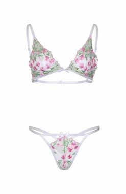 COAXcopenhagen.com LINGERIE Floral Sheer White Bra & G-string - I Choose You