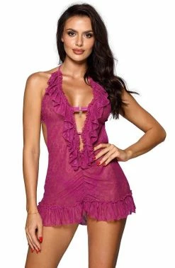 COAXcopenhagen.com Fuchsia Lingerie Dress With Ruffle - Romantic Encounters