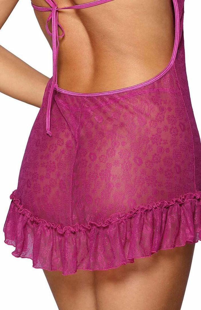 COAXcopenhagen.com Fuchsia Lingerie Dress With Ruffle - Romantic Encounters