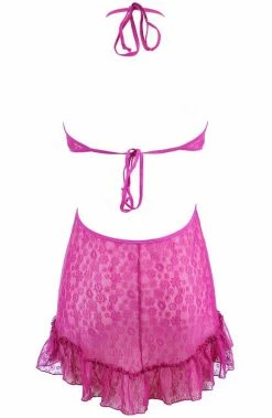 COAXcopenhagen.com Fuchsia Lingerie Dress With Ruffle - Romantic Encounters