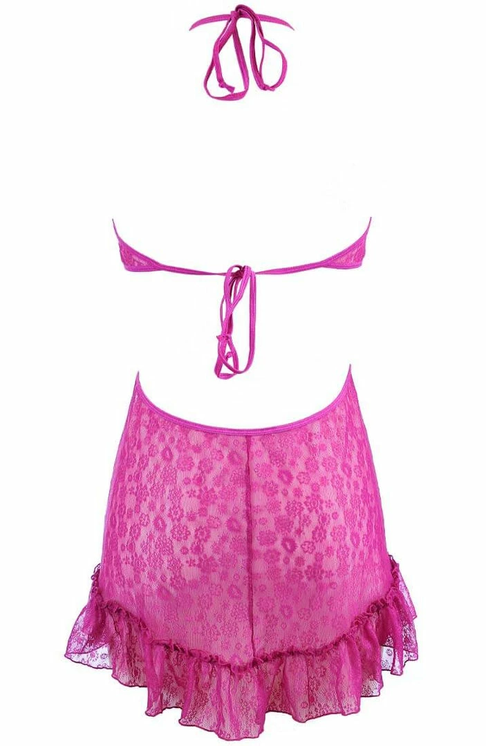 COAXcopenhagen.com Fuchsia Lingerie Dress With Ruffle - Romantic Encounters