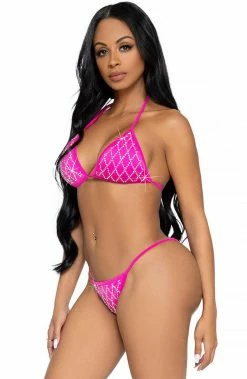 COAXcopenhagen.com Fuchsia Diamond Pattern Rhinestone Bikini - Diamond Diva
