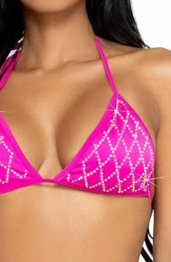 COAXcopenhagen.com Fuchsia Diamond Pattern Rhinestone Bikini - Diamond Diva