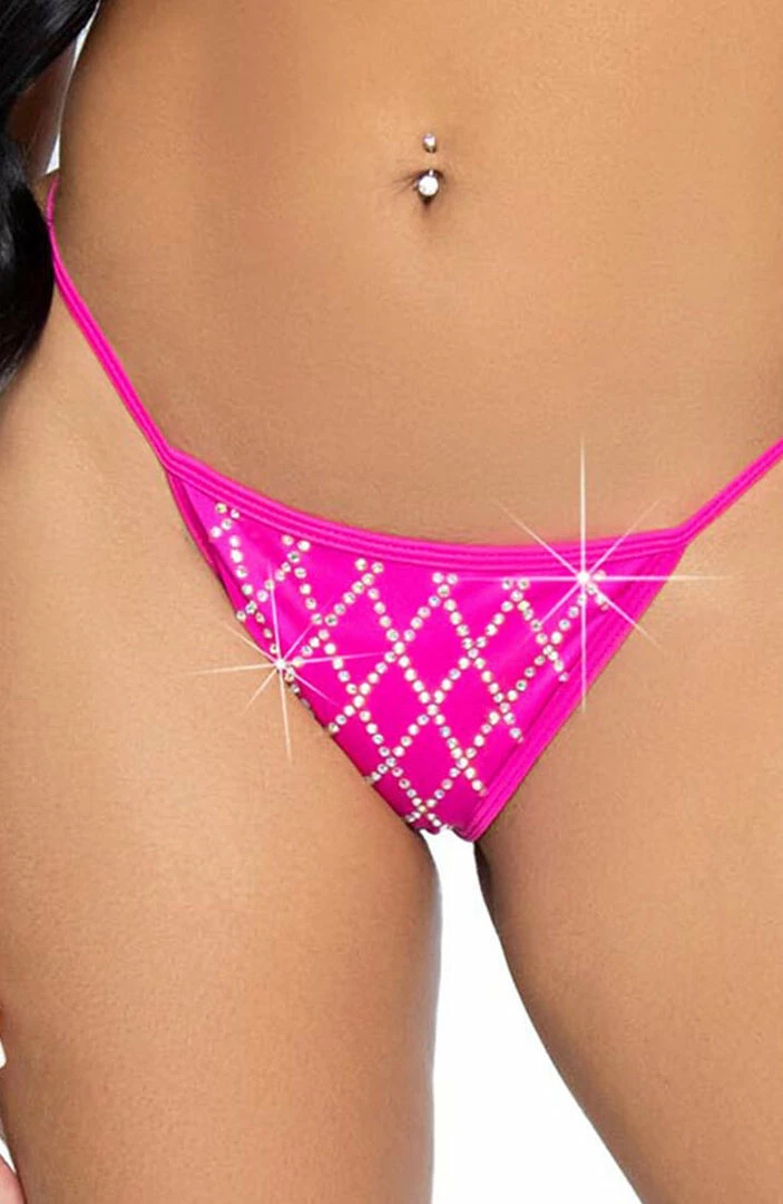 COAXcopenhagen.com Fuchsia Diamond Pattern Rhinestone Bikini - Diamond Diva