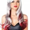 COAXcopenhagen2 Grey And Red Dip Dye Wig