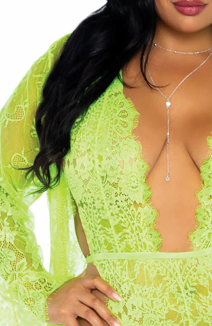 COAXcopenhagen.com Green Plus Size Bodysuit & Robe - Lemon & Love LINGERIE