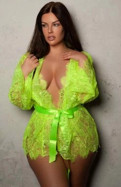 COAXcopenhagen.com Green Plus Size Bodysuit & Robe - Lemon & Love LINGERIE