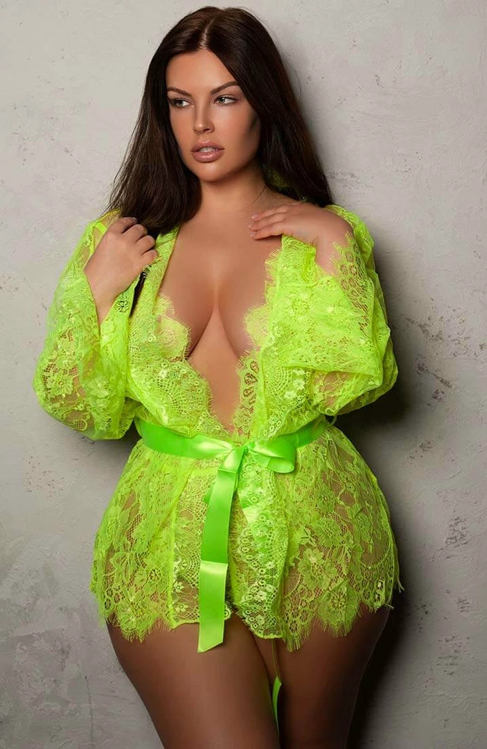 COAXcopenhagen.com Green Plus Size Bodysuit & Robe - Lemon & Love LINGERIE