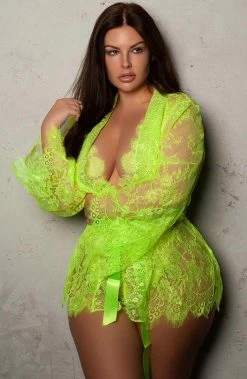 COAXcopenhagen.com Green Plus Size Bodysuit & Robe - Lemon & Love LINGERIE
