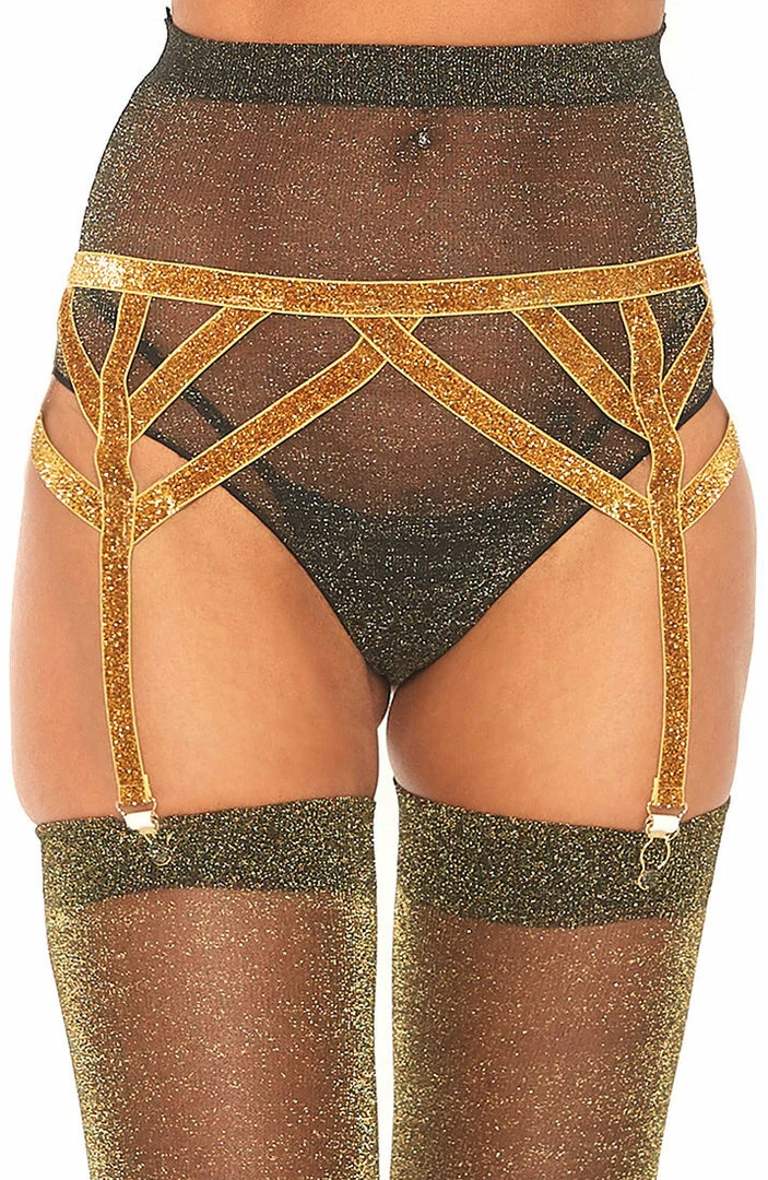 COAXcopenhagen2 Gold Garter Belt With Shimmer