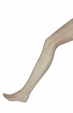 COAXcopenhagen2 HOSIERY Crocheted Rose Gold Pantyhose With Glitter