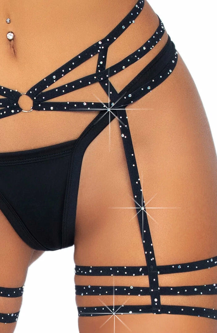 COAXcopenhagen.com Rhinestone Harness Garter Belt LINGERIE