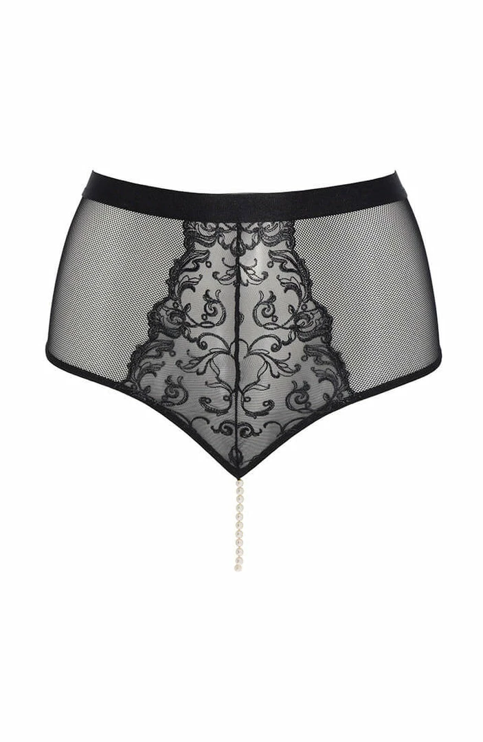 COAXcopenhagen2 LINGERIE High Waist Brief Panty With Pearl String - Vienna High Waist Brief