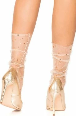 COAXcopenhagen.com HOSIERY Nude Tulle Ankle Highs With Stars And Moons
