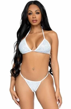 COAXcopenhagen.com White Rhinestone Bikini Set - White Waves SWIMWEAR