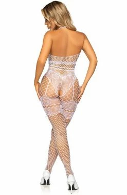 COAXcopenhagen.com White Crotchless Halter Neck Bodystocking - Playing It Up