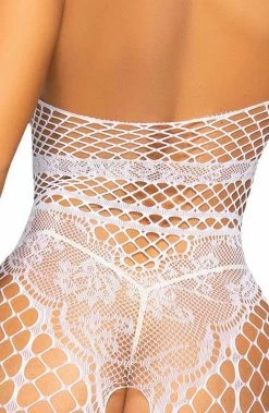 COAXcopenhagen.com White Crotchless Halter Neck Bodystocking - Playing It Up