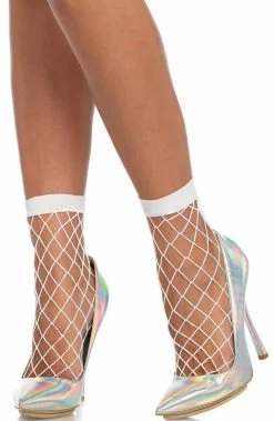 COAXcopenhagen2 HOSIERY White Wide Fishnet Ankle Highs