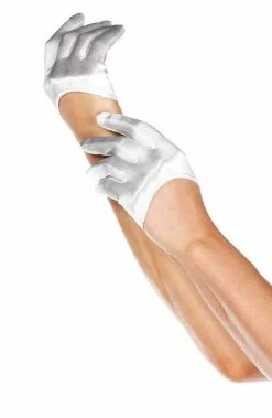 COAXcopenhagen2 White Mini Cropped Satin Gloves
