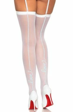 COAXcopenhagen.com Bride To Be White LOVE Backseam Stockings