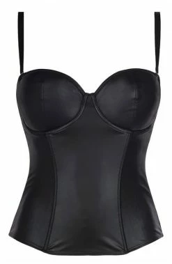 COAXcopenhagen2 LINGERIE Black Wet Look Bustier - INFATUATED