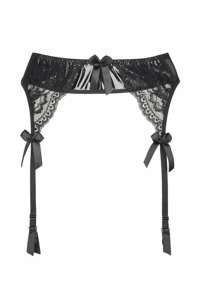 COAXcopenhagen2 LINGERIE Black Plus Size PVC Garter Belt - INVEIGLE
