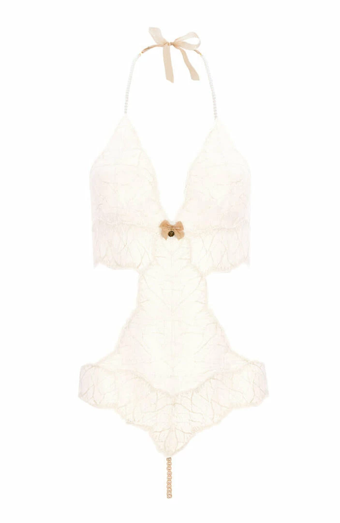 COAXcopenhagen.com Ivory Bodysuit With Single Pearl String - Sydney Body Single