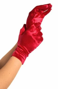 COAXcopenhagen2 ACCESSORIES Red Wrist Length Satin Gloves
