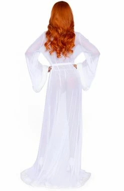 COAXcopenhagen2 Classic Long White Robe - Morning Glory LINGERIE
