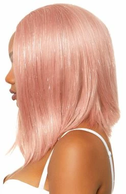 COAXcopenhagen.com Long Pink Bob Wig With Tinsel NASA & Space Costumes