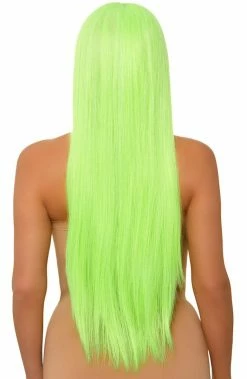 COAXcopenhagen.com Long Straight Center Part Neon Green Wig