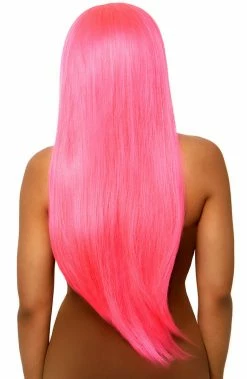 COAXcopenhagen.com Rave Costumes Long Straight Center Part Neon Pink Wig