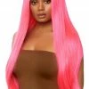 COAXcopenhagen.com Rave Costumes Long Straight Center Part Neon Pink Wig
