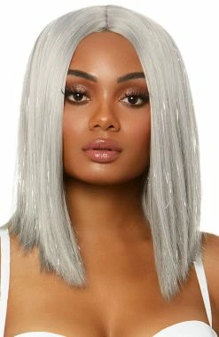 COAXcopenhagen.com Long Silver Blond Bob Wig With Tinsel NASA & Space Costumes