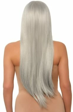 COAXcopenhagen.com ACCESSORIES Long Straight Center Part Silver Blond Wig