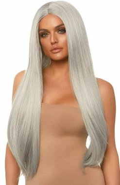 COAXcopenhagen.com ACCESSORIES Long Straight Center Part Silver Blond Wig